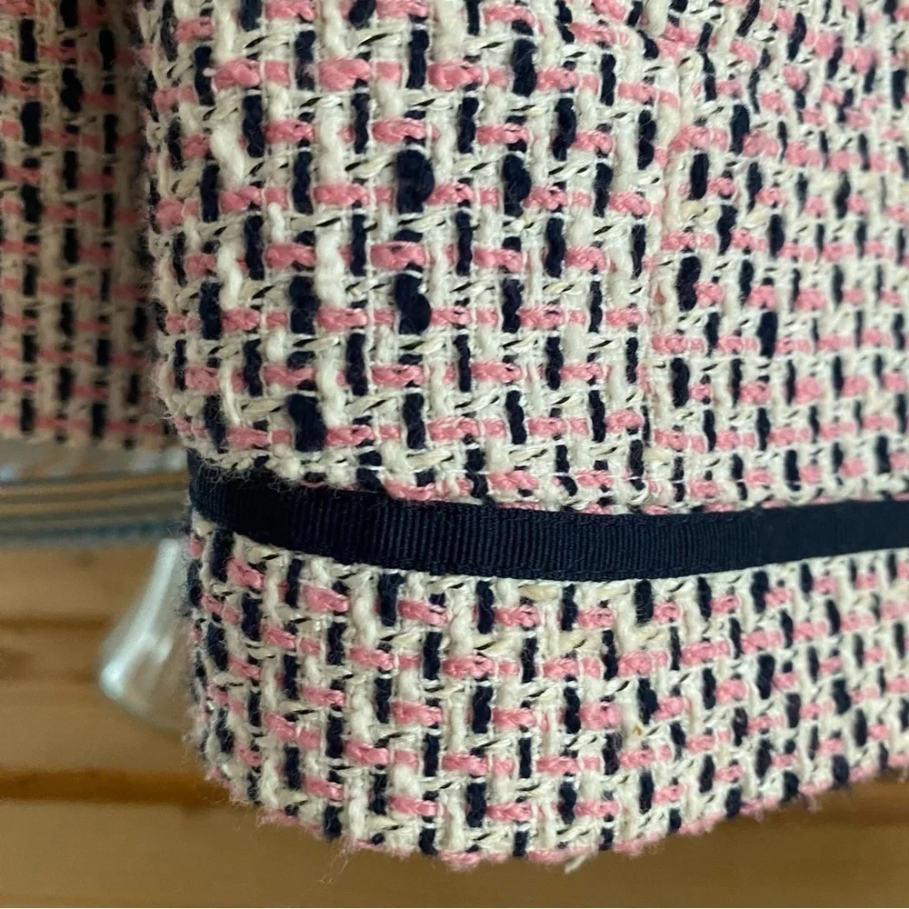 Janie and Jack Pink Navy Blue Cream Tweed Jacket 3t